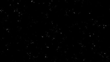 Siyah Arka Plan Üzerinde Paralaks Etkisi ile Soyut Beyaz Parçacıklar Hareketi. Hareketli Toz. Dijital Oluşturulan Animasyon. 