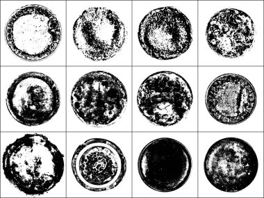 Siyah Grenli Doku Yuvarlak Şekil Seti.