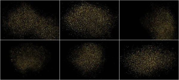 Набор золотых блесток текстуры изолированы на черный . — стоковый вектор