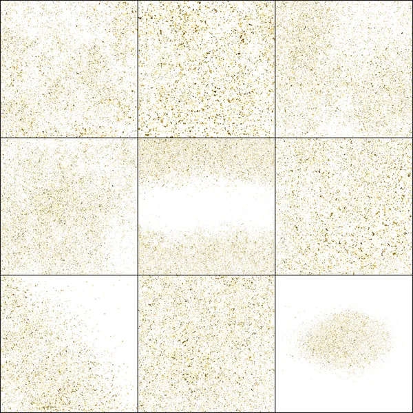 Ensemble de paillettes d'or isolées sur blanc . — Image vectorielle