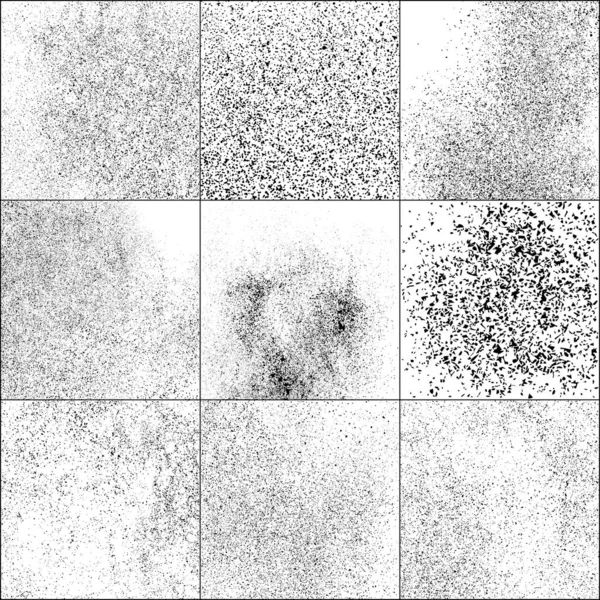 Set of Black Grainy Texture Isolated on White Background. — Stock Vector