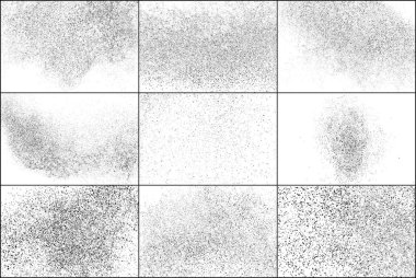 Beyaz Arka Planda Yalıtılmış Siyah Grenli Doku Kümesi. 