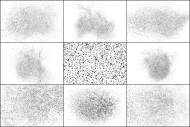 Beyaz Arka Planda Yalıtılmış Siyah Grenli Doku Kümesi. 