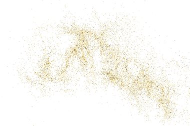 Altın glitter doku üzerinde beyaz izole.