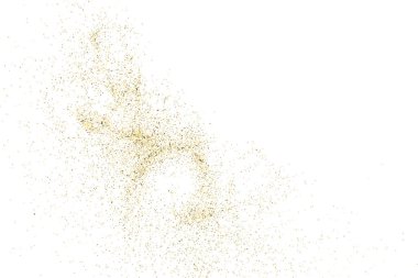 Altın glitter doku üzerinde beyaz izole.