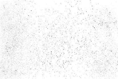 Sıkıntılı siyah doku. Beyaz arka planda koyu kumlu bir doku. Toz tabakası desenli. Tahıl gürültüsü partikülleri. Paslanmış beyaz efekt. Grunge tasarım elementleri. Vektör illüstrasyonu, EPS 10.