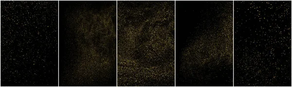 Ensemble Paillettes Isolées Sur Fond Noir Poussière Dorée Couleur Particules — Image vectorielle