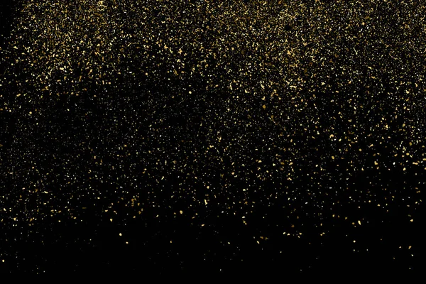 在黑色上隔离的金光纹理 琥珀色颗粒颜色 庆祝背景 五彩花的黄金爆炸 设计元素 数字生成的图像 矢量插图 Epps — 图库矢量图片
