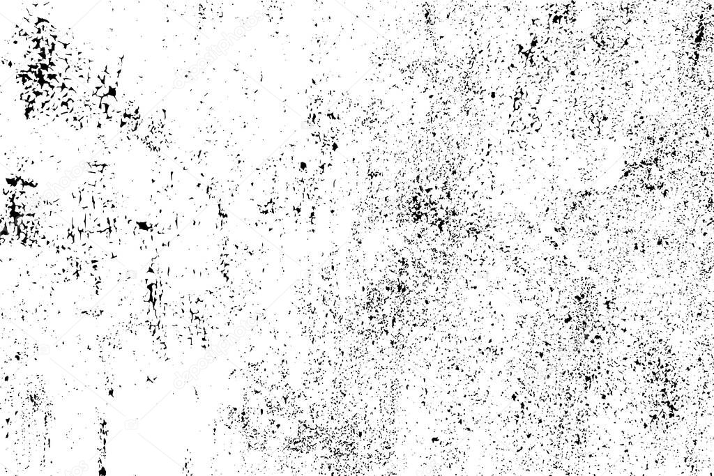 Grunge background black and white. Dark texture dirty. Rust effect. Distressed overlay texture of cracked. Halftone vector illustration, Eps 10.