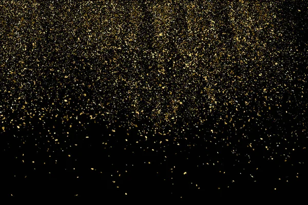 Gold Glitter Textura Isolada Preto Amber Particles Color Contexto Comemorativo — Vetor de Stock