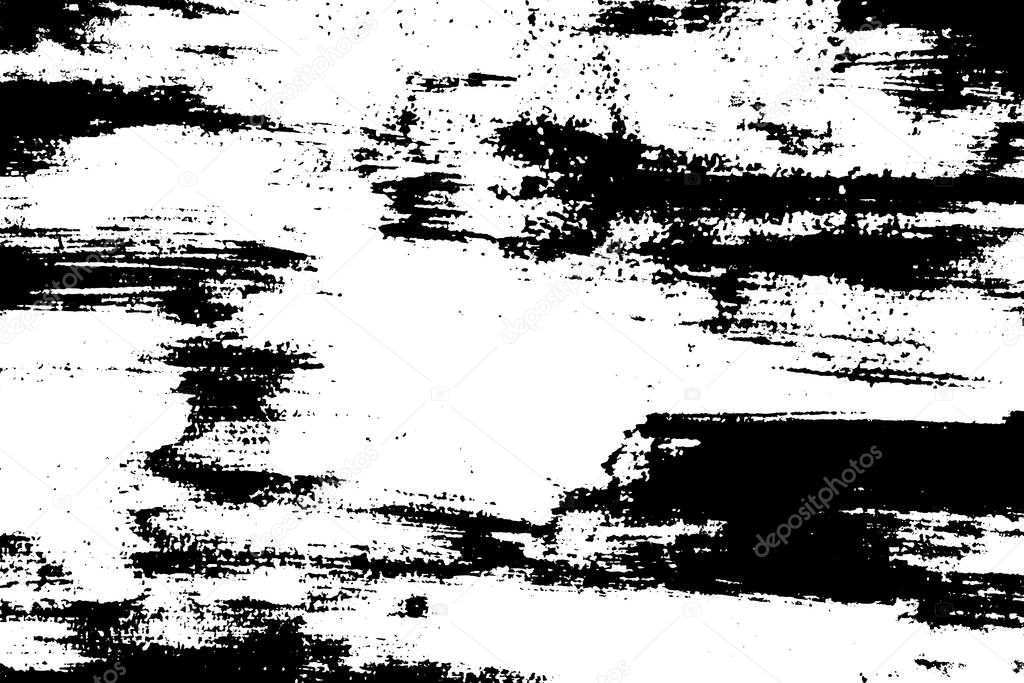 Grunge background black and white. Dark texture dirty. Rust effect. Distressed overlay texture of cracked. Halftone vector illustration, Eps 10.