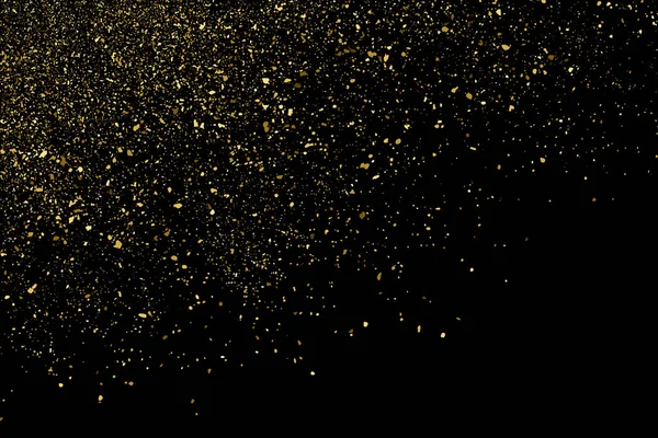 Gold Glitter Textura Isolada Preto Amber Particles Color Contexto Comemorativo — Vetor de Stock