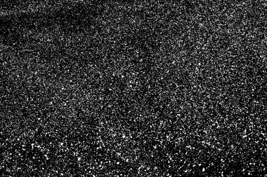 Sıkıntılı beyaz kumlu doku. Toz tabakası desenli. Tahıl gürültüsü partikülleri. Kar efektleri paketi. Paslı siyah arka plan. Vektör illüstrasyonu, EPS 10.  