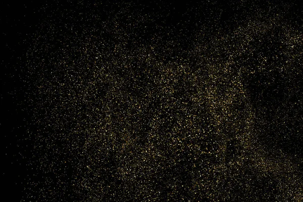 Texture Glitter Oro Isolato Sfondo Nero Polvere Stellare Dorata Colore — Vettoriale Stock
