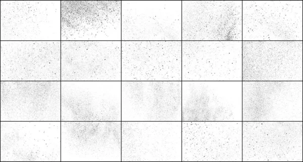 Ensemble Texture Noire Affligée Texture Graineuse Foncée Sur Fond Blanc — Image vectorielle