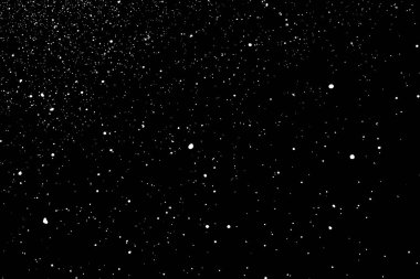 Sıkıntılı beyaz kumlu doku. Toz tabakası desenli. Tahıl gürültüsü partikülleri. Kar efektleri paketi. Paslı siyah arka plan. Vektör illüstrasyonu, EPS 10.  