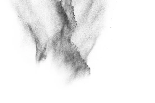 Explosión Partículas Negras Aisladas Sobre Fondo Blanco Textura Abstracta Recubrimiento —  Fotos de Stock