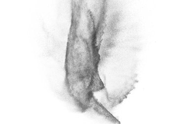 Siyah parçacıklar beyaz zemin üzerinde izole edildi. Soyut toz tabakası dokusu.