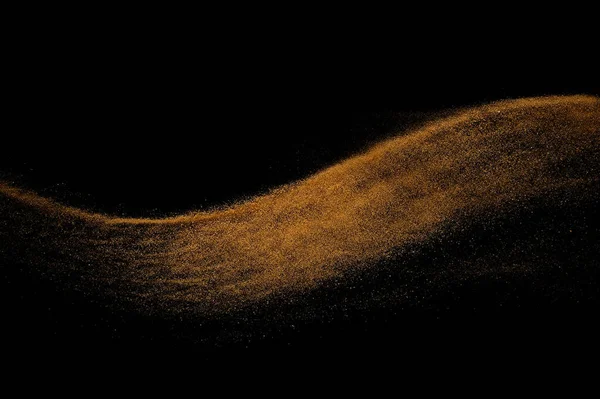 Homokhullám Elszigetelve Fekete Háttérben Absztrakt Homokdűne — Stock Fotó