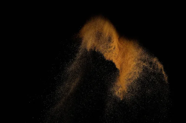 Písečná Exploze Izolovaná Černém Pozadí Abstraktní Písečný Mrak — Stock fotografie