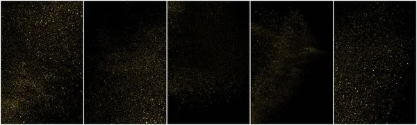 Ensemble Paillettes Isolées Sur Fond Noir Poussière Dorée Couleur Particules — Image vectorielle