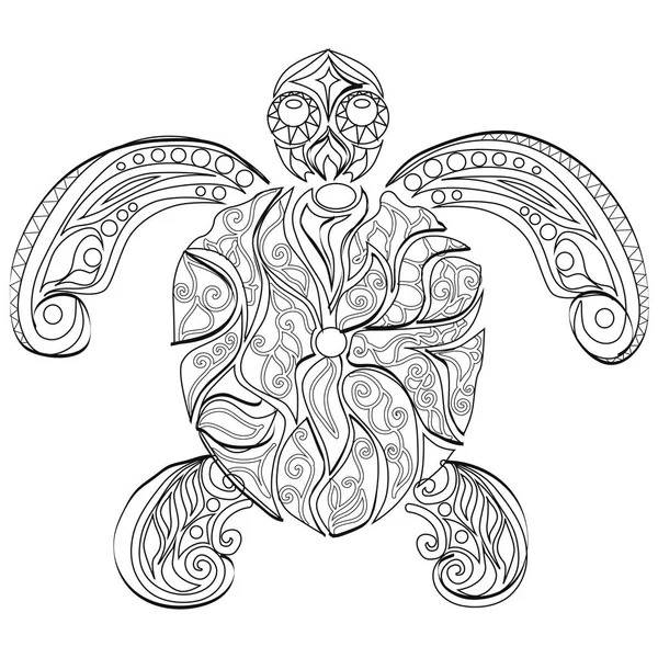 Цветотерапия Черепаха Антистрессовой Раскраской — стоковый вектор