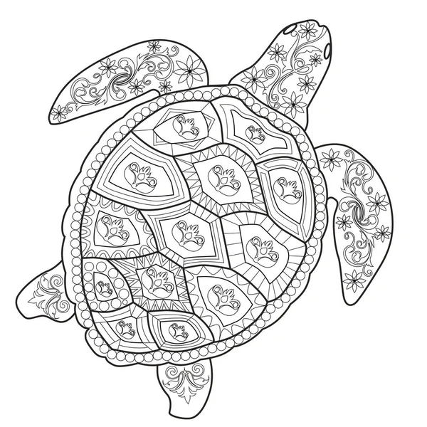 Thérapie de couleur : Un livre de coloriage anti-stress Tortue de mer . — Image vectorielle