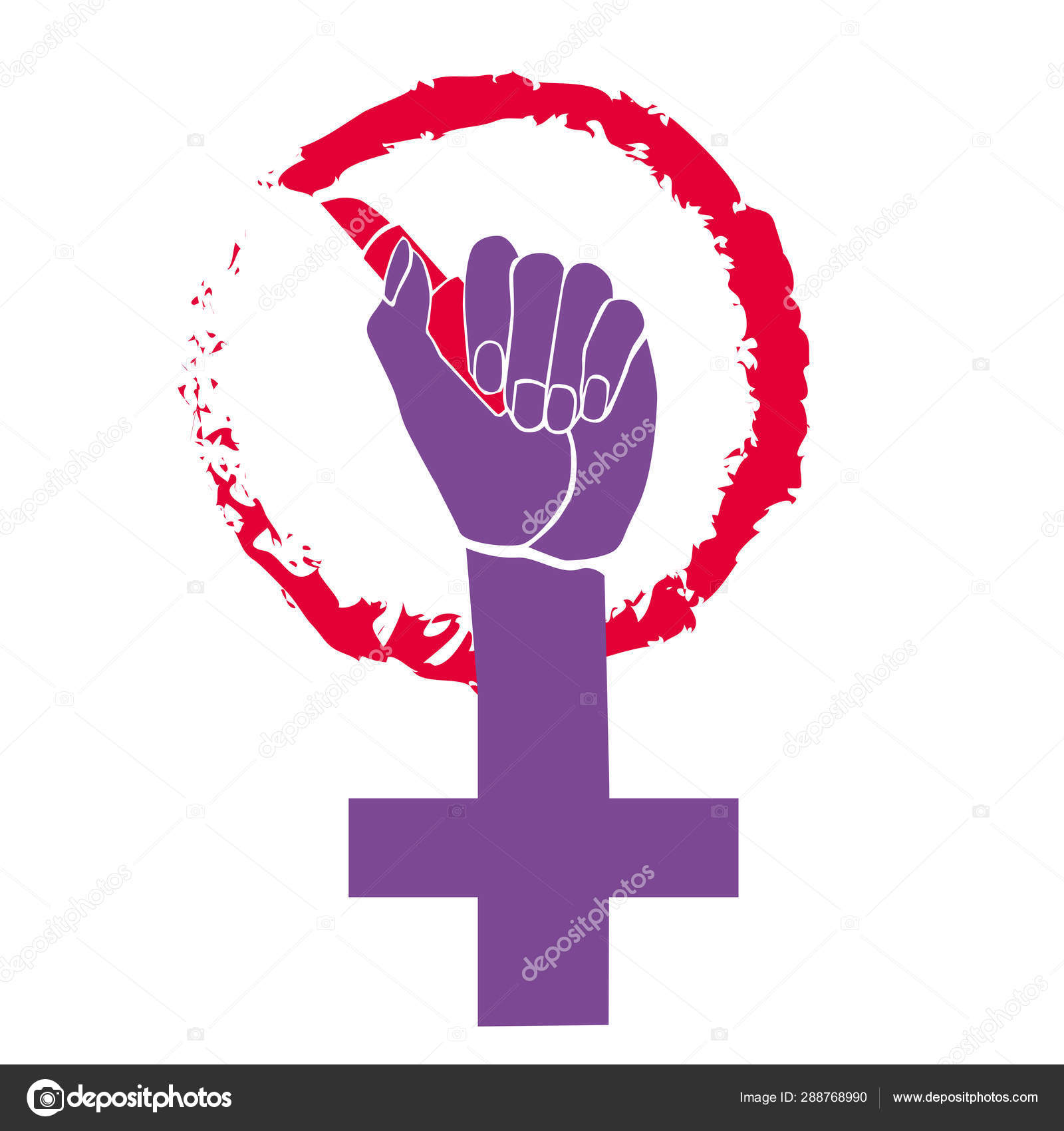 Feminism symbol. Girl Power. Lipstick feminism. Beauty and power