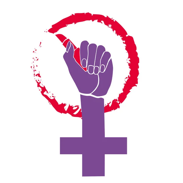Symbole féministe. Girl Power. Féminisme rouge à lèvres. Beauté et pouvoir. Image isolée sur fond blanc . — Image vectorielle