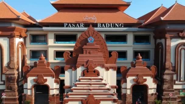 Luftaufnahme Des Badung Traditionellen Marktes Denpasar Ist Ein Neues Gebäude — Stockvideo