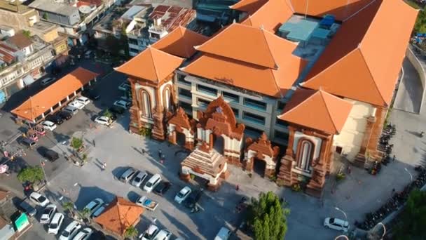 Vedere Aeriană Pieței Tradiționale Badung Denpasar Este Clădire Nouă După — Videoclip de stoc