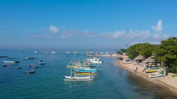 Niesamowity Widok Lotu Ptaka Plażę Sanur Bali Kształt Plaży Jest — Wideo stockowe