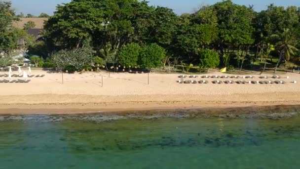 Niesamowity Widok Lotu Ptaka Plażę Sanur Bali Kształt Plaży Jest — Wideo stockowe