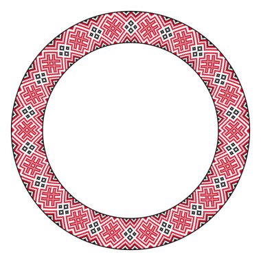 Geleneksel yuvarlak nakış. Etnik yuvarlak geometrik işlemeli desen tasarımınız için vektör çizim