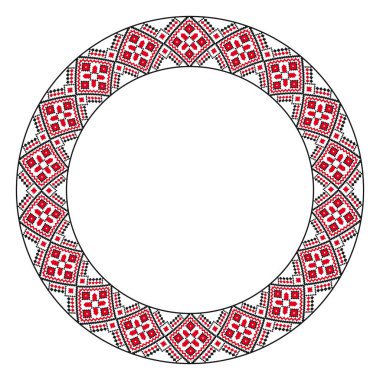 Geleneksel yuvarlak nakış. Etnik yuvarlak geometrik işlemeli desen tasarımınız için vektör çizim