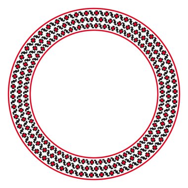 Geleneksel yuvarlak nakış. Etnik yuvarlak geometrik işlemeli desen tasarımınız için vektör çizim