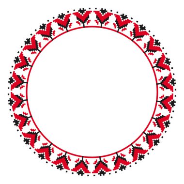 Geleneksel yuvarlak nakış. Etnik yuvarlak geometrik işlemeli desen tasarımınız için vektör çizim
