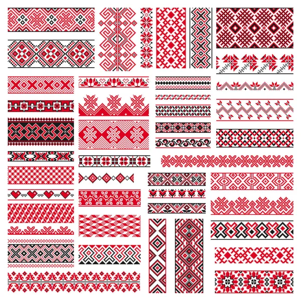 Geleneksel nakış büyük kümesi. Etnik sorunsuz süs geometrik desenler tasarımınız için vektör çizim