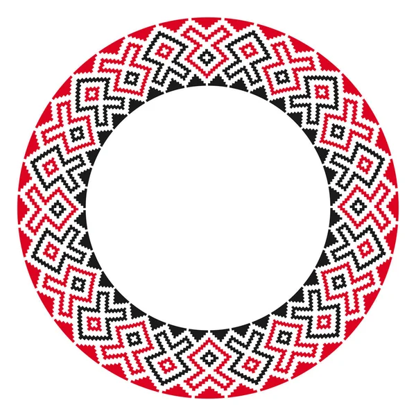 Broderie Ronde Traditionnelle Illustration Vectorielle Motif Géométrique Rond Ethnique Brodé — Image vectorielle