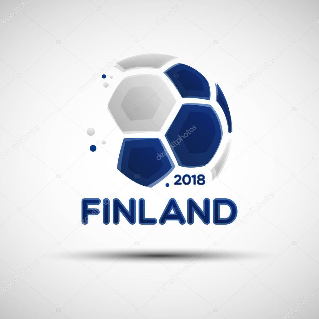 Football championship banner. Flag of Finland. Vector illustration of abstract soccer ball with Finnish national flag colors for your design