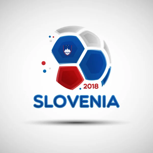 サッカー選手権バナー スロベニアの旗 あなたの設計のためのスロベニアの国旗の色と抽象的なサッカー ボールのベクトル イラスト — ストックベクタ
