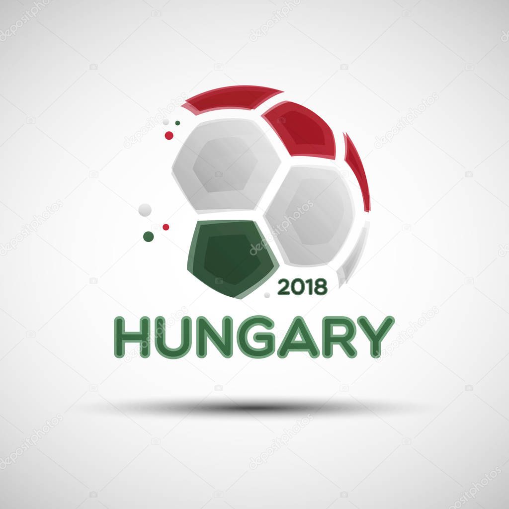 Football championship banner. Flag of Hungary. Vector illustration of abstract soccer ball with Hungarian national flag colors for your design