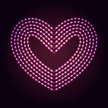 Parlak noktalar ve çizgiler. Kalp şekli soyut neon ışıkları arka plan tasarımınız için