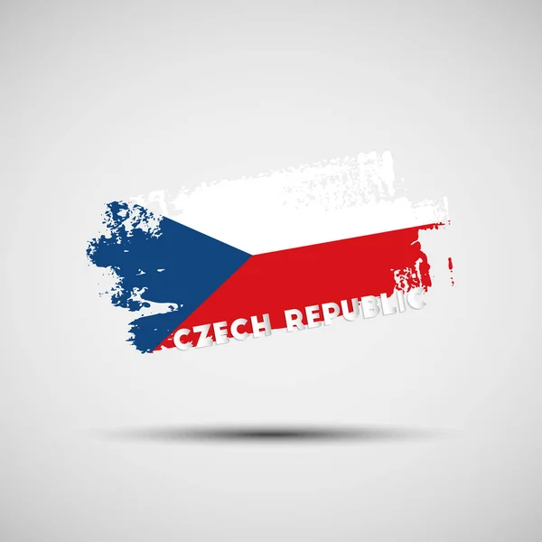 チェコ共和国の旗 グラフィックや Web の療のチェコの国旗色でグランジ ブラシ ストロークのベクトル イラスト — ストックベクタ