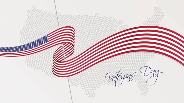 Vektorové Ilustrace Abstraktní Radiální Tečkovaný Polotónů Mapa Usa Zvlněná Stuha — Stockový vektor