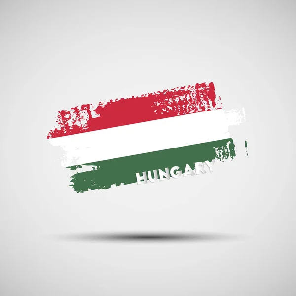 Magyarország Zászlaja Vektoros Illusztráció Grunge Kefe Stroke Magyar Nemzeti Zászló — Stock Vector