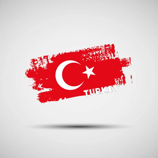 Flag Turkey Vector Illustration Grunge Brush Stroke Turkish National Flag — Stock Vector