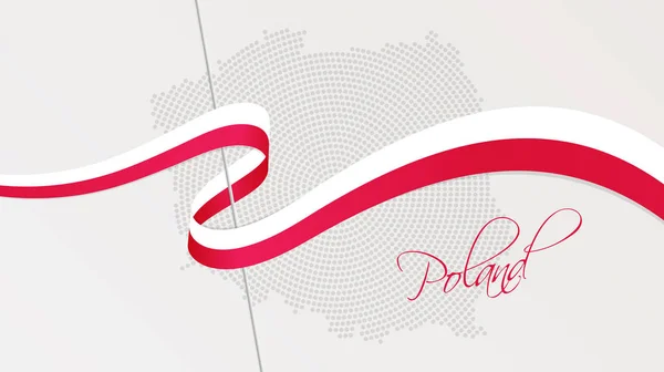 Vektör çizim Polonya ve Polonya ulusal bayrak renkleri, grafik ve web tasarım ile dalgalı şerit soyut radyal noktalı noktalı resim haritası