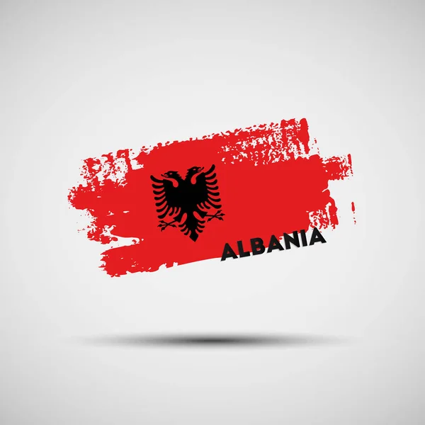 Bandera Albania Ilustración Vectorial Pincelada Grunge Con Colores Bandera Nacional — Vector de stock
