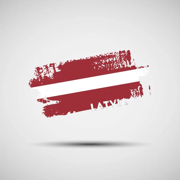 Lotyšská Vlajka Vektorové Ilustrace Grunge Štětce Lotyšskou Státní Vlajku Barvy — Stockový vektor